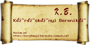 Köröskényi Bereniké névjegykártya